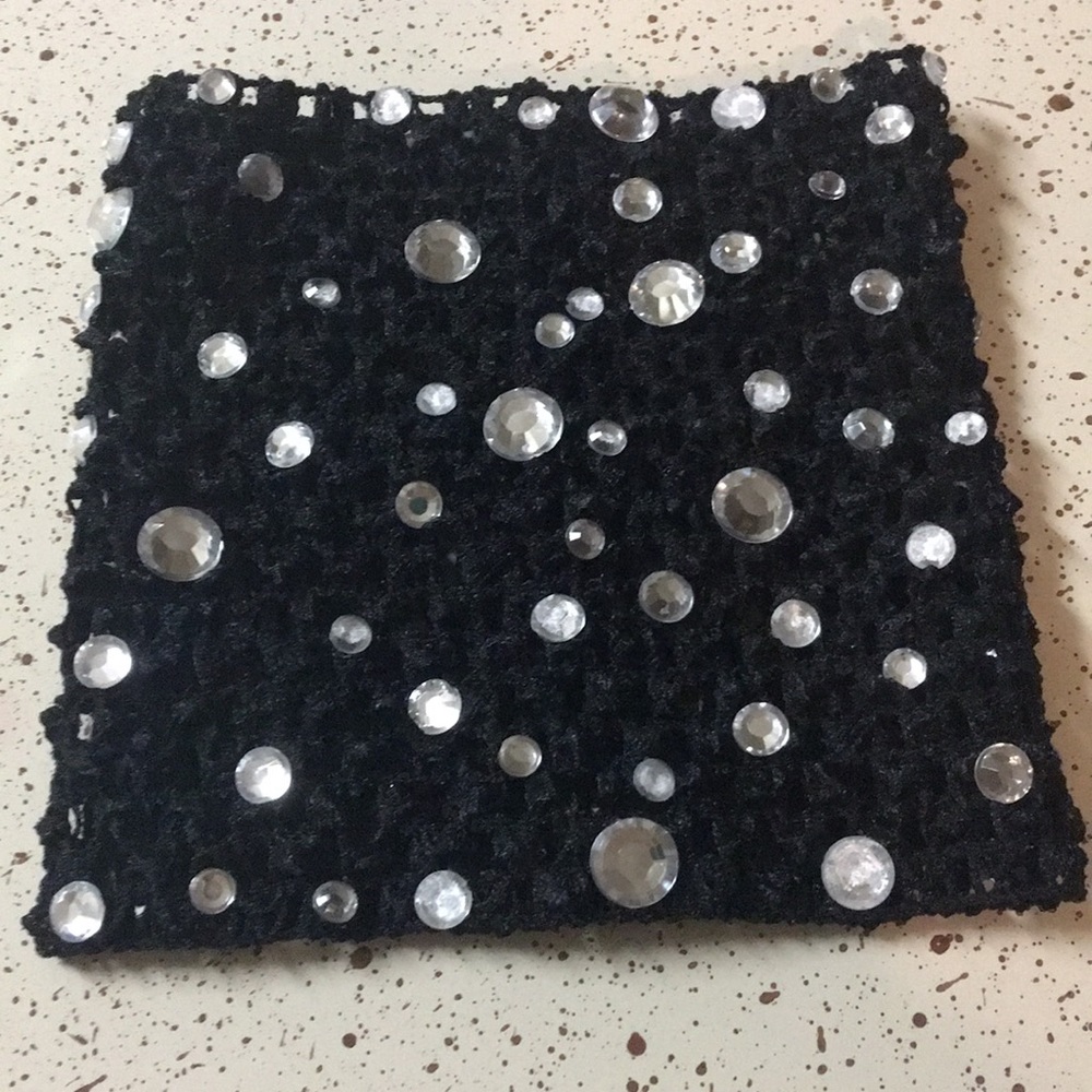 Faux bling, wide mesh head band.